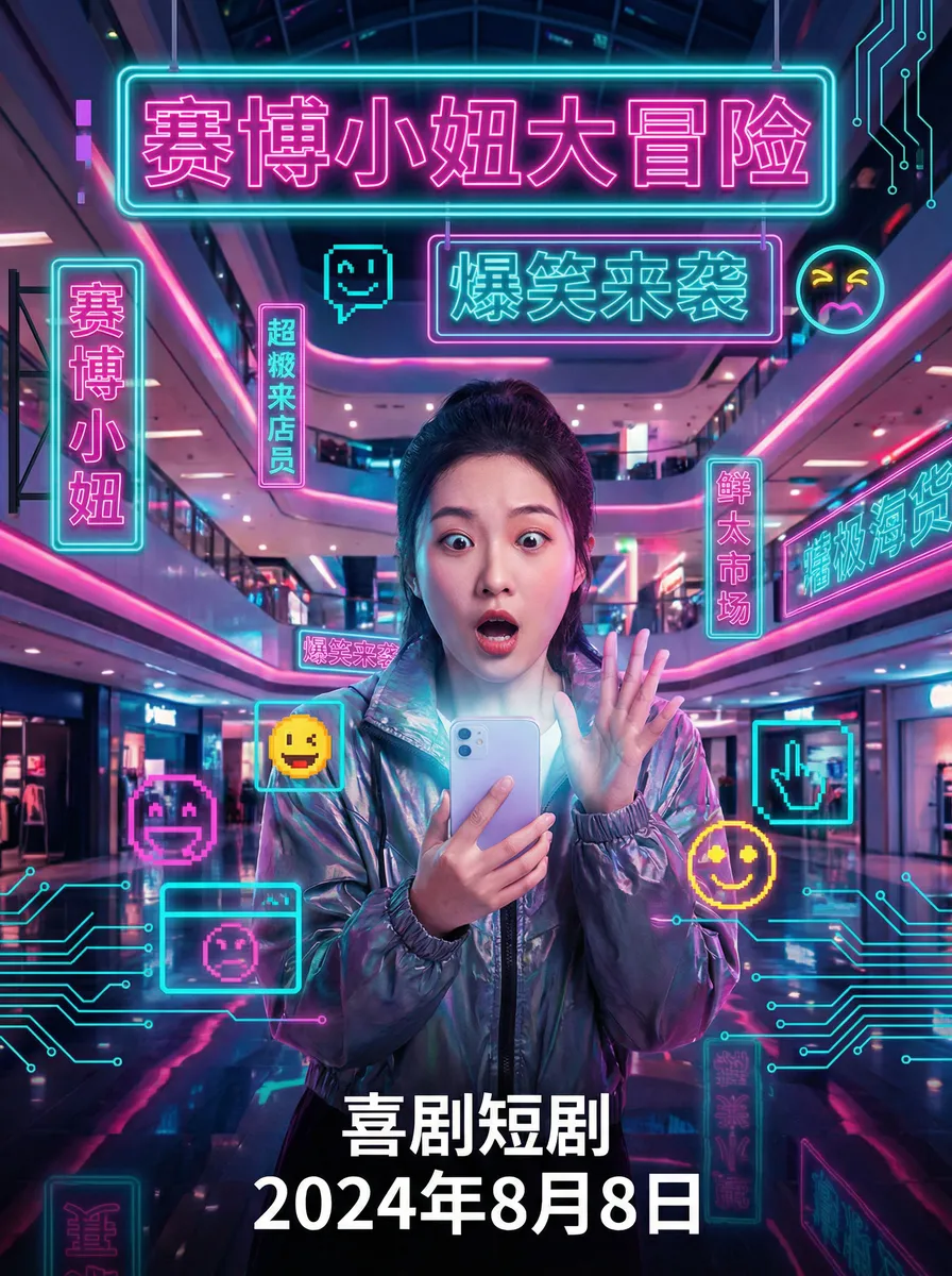 深度开发1v3po 搞笑喜剧短剧 - 赛博小妞大冒险海报